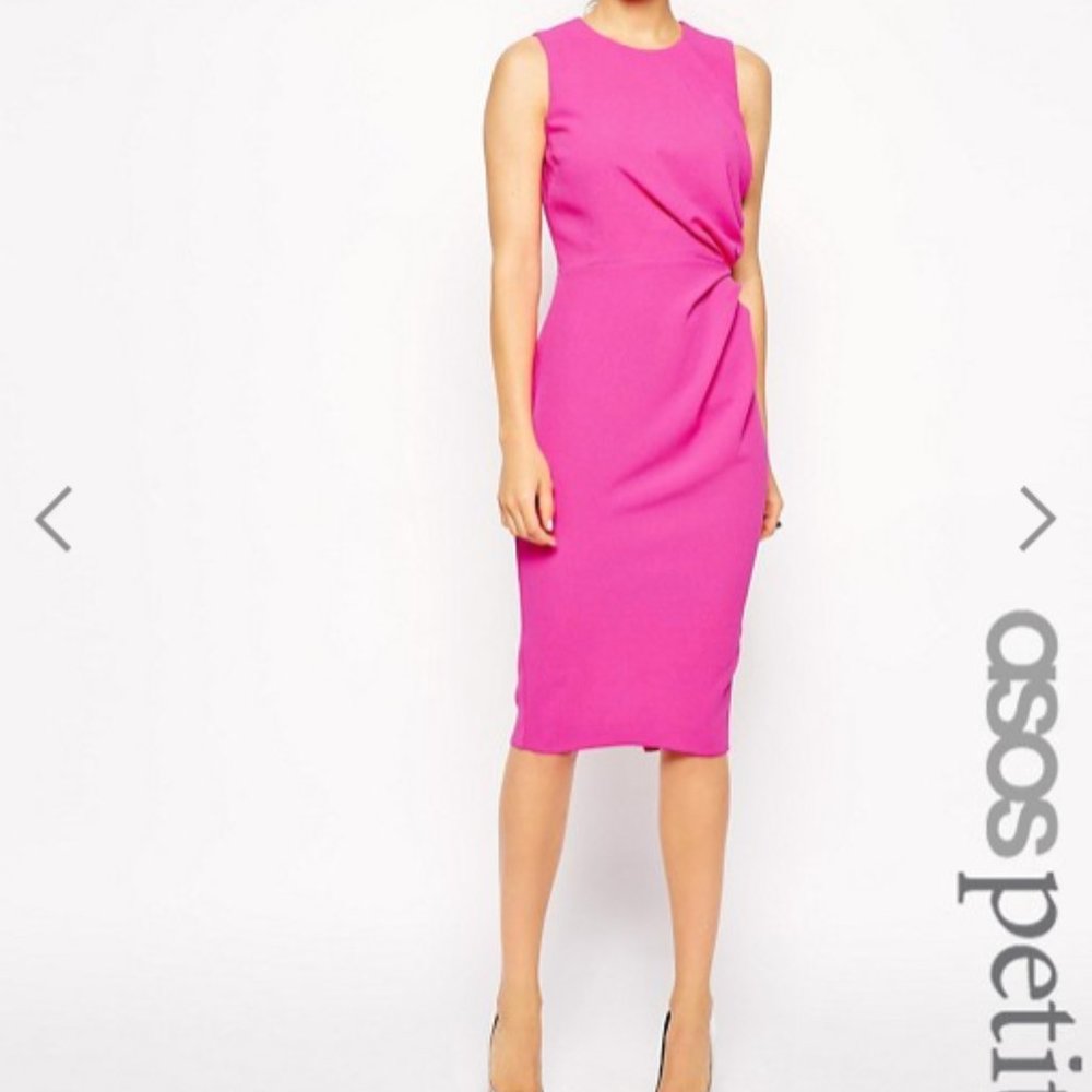 ASOS Petite Pencil Dress in Crepe with Drape Detai